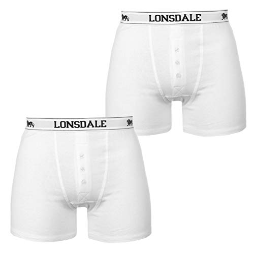 Lonsdale Herren Boxer Shorts Unterhose Unterwaesche 2 Paar Baumwollmischung Weiss Large von Lonsdale