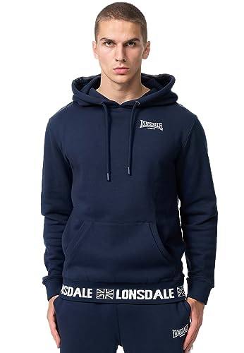 Lonsdale Herren CROSSPATRICK Hooded Sweatshirt, Azul Marino, Blanco, XL von Lonsdale