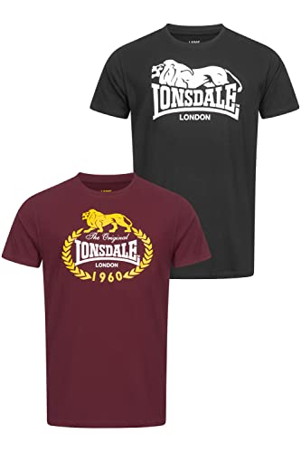 Lonsdale Herren Ecclaw T-Shirt Freizeit, Schwarz/Oxblood, 56 von Lonsdale