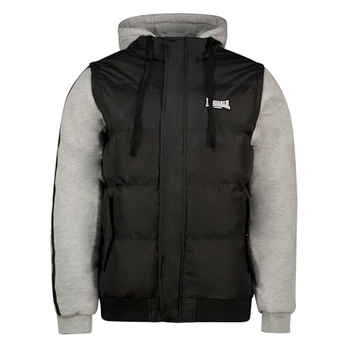 Lonsdale Herren Jacke mit Kapuze Normale Passform DOWPOT Black/Marl Grey/White S von Lonsdale