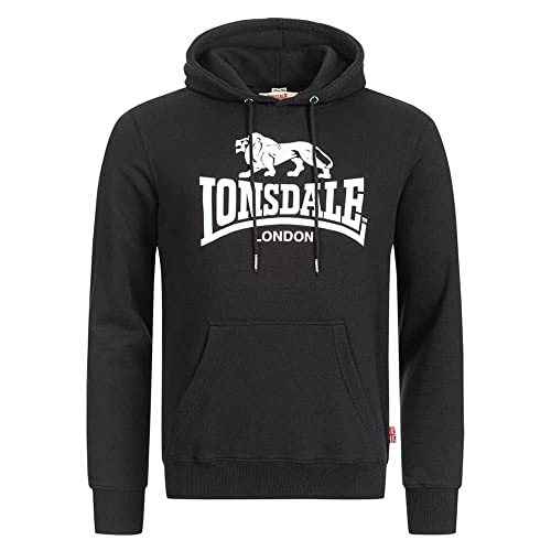 Lonsdale Herren Kapuzenpullover Fremington, Farbe:Black/White, Größe:XL von Lonsdale