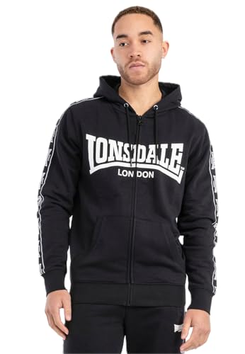 Lonsdale Herren Kapuzensweatjacke mit Reißverschluss Normale Passform BIGTON, Black/White, 3XL, 117558 von Lonsdale