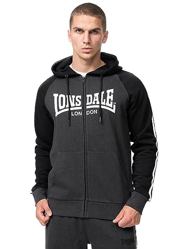 Lonsdale Herren Kapuzensweatjacke mit Reißverschluss Normale Passform GLENTRUAN Marl Anthra/Black/White 3XL, 117473 von Lonsdale