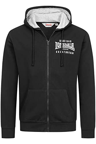 Lonsdale Herren Kapuzensweatjacke mit Reißverschluss Normale Passform LINTMILL Black/White/Grey 3XL von Lonsdale