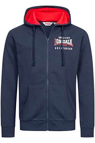 Lonsdale Herren Kapuzensweatjacke mit Reißverschluss Normale Passform LINTMILL Navy/Red/White M von Lonsdale