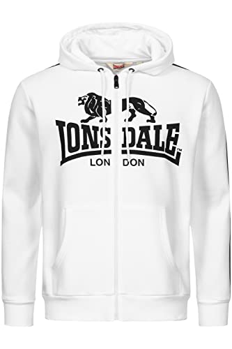 Lonsdale Herren Kapuzensweatjacke mit Reißverschluss Normale Passform SELATTYN 1234 White/Black 3XL von Lonsdale