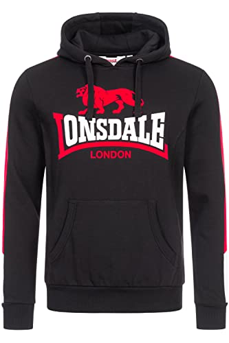 Lonsdale Herren Kapuzensweatshirt Normale Passform LANGWELL Black/White/Red L 117356 von Lonsdale