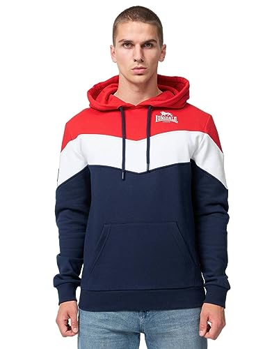 Lonsdale Herren Kapuzensweatshirt Normale Passform MOYROUKAN Navy/Red/White S, 117466 von Lonsdale