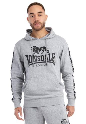 Lonsdale Herren Kapuzensweatshirt Normale Passform SCOUSBURGH, Marl Grey/Black/White, XXL, 117553 von Lonsdale