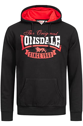 Lonsdale Herren Kapuzensweatshirt Normale Passform STOTFIELD Black/Red/White 3XL von Lonsdale