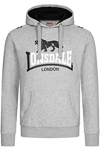 Lonsdale Herren Kapuzensweatshirt Normale Passform ULLAPOOL Marl Grey/Black/White XL 117370 von Lonsdale