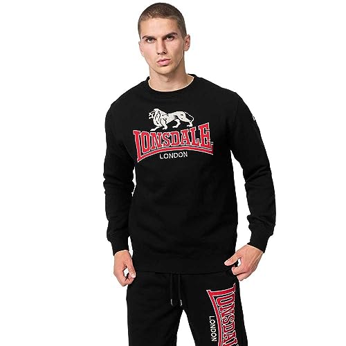 Lonsdale Herren LAWINS Sweatshirt, Black/Red/Grey, S von Lonsdale