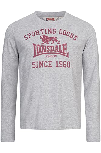 Lonsdale Herren Langarmshirt Normale Passform AULDEARN Marl Grey/Oxblood 3XL von Lonsdale