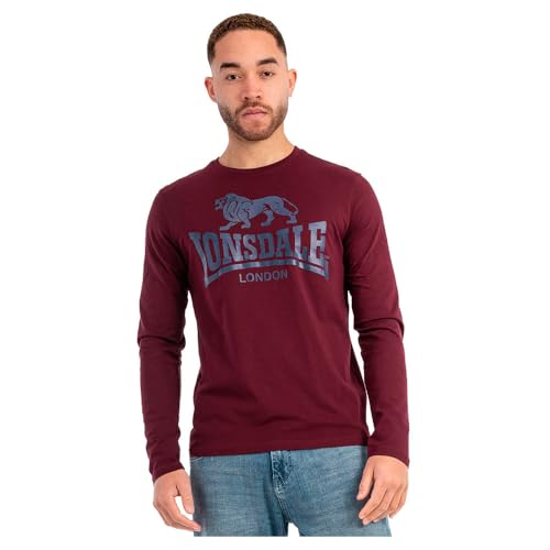 Lonsdale Herren Langarmshirt Ayrshire Doppelpack, Normale Passform, Dark Navy/Oxblood, 5XL von Lonsdale