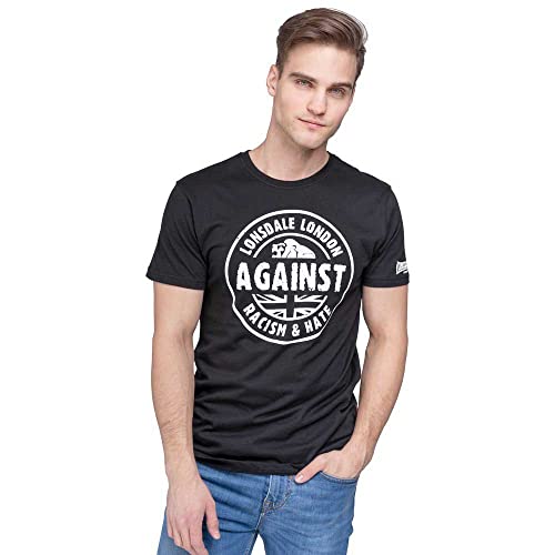 Lonsdale London Against Racism Männer T-Shirt schwarz S 100% Baumwolle Streetwear von Lonsdale