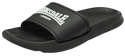 Lonsdale Herren Naples Schiebe-Sandalen, schwarz/weiß, 42 EU von Lonsdale