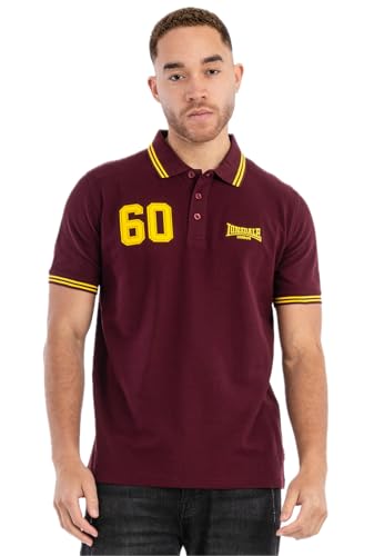 Lonsdale Herren Poloshirt Normale Passform HELLISTER, Oxblood/Yellow, XL, 117545 von Lonsdale