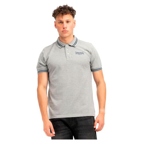 Lonsdale Herren Poloshirt Normale Passform Markham Marl Grey/Navy 3XL von Lonsdale