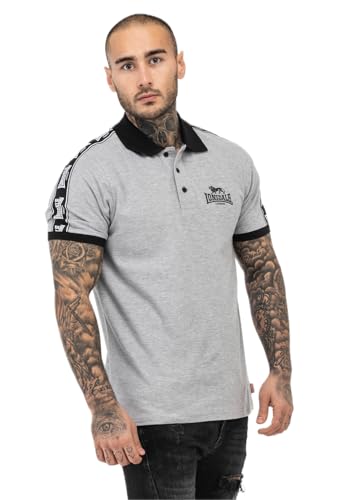 Lonsdale Herren Poloshirt Normale Passform Setter, Marl Grey/Black/White, L, 117546 von Lonsdale