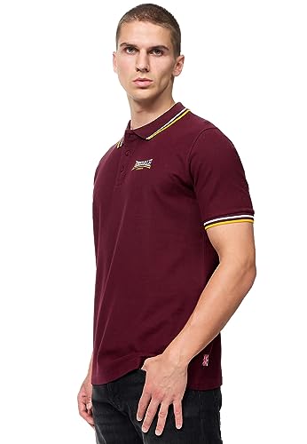 Lonsdale Herren Poloshirt Normale Passform VELTON Oxblood/Yellow/White 3XL, 117462 von Lonsdale