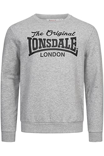 Lonsdale Herren Rundhals Sweatshirt Normale Passform BURGHEAD Marl Grey/Black L von Lonsdale