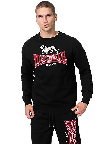 Lonsdale Herren Rundhals Sweatshirt Normale Passform LAWINS Black/Red/Grey XXL, 117463 von Lonsdale