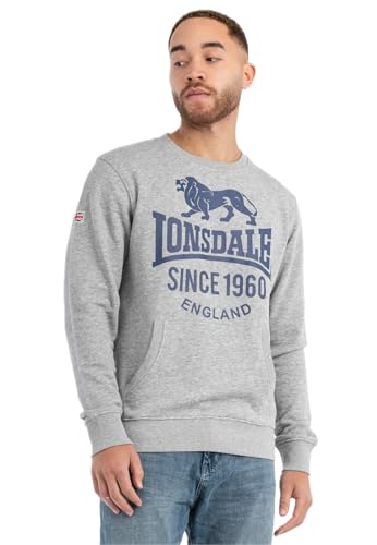 Lonsdale Herren Rundhals Sweatshirt Normale Passform NOSS, Marl Grey/Navy, L, 117549 von Lonsdale