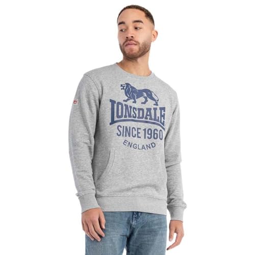 Lonsdale Herren Rundhals Sweatshirt Normale Passform NOSS, Marl Grey/Navy, M, 117549 Lonsdale Herren Rundhals Sweatshirt Normale Passform NOSS, Marl Grey/Navy, M, 117549 von Lonsdale