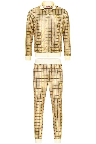 Lonsdale Herren Seabrook Tracksuit, Yellow/Brown/Ecru, M von Lonsdale