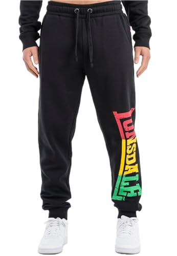 Lonsdale Herren Sounds Two Sweatpants, Black/Rainbow, von Lonsdale