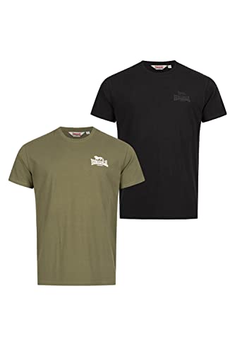 Lonsdale Herren T-Shirt Doppelpack Blairmore, Farbe:Black/Olive, Größe:2XL von Lonsdale