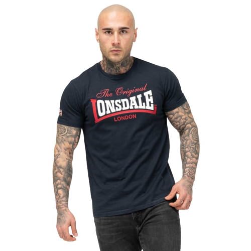 Lonsdale Herren T-Shirt Normale Passform ALDINGHAM, Dark Navy/Red/White, 4XL von Lonsdale