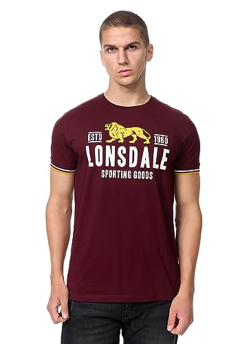 Lonsdale Herren T-Shirt Normale Passform BLAGH Oxblood/Yellow/White XL, 117452 von Lonsdale