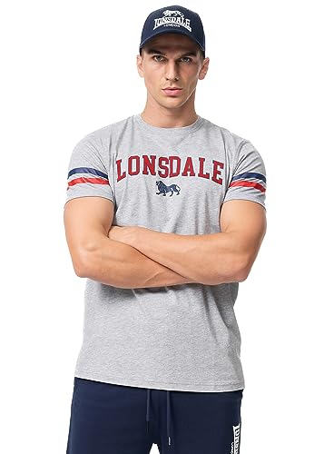 Lonsdale Herren T-Shirt Normale Passform BUNNAGLANNA Marl Grey/Navy/Red XL, 117446 von Lonsdale