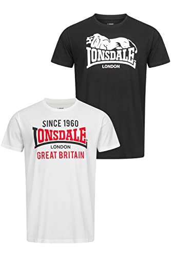 Lonsdale Herren T-Shirt Normale Passform Doppelpack COLLESSIE Black/White 3XL 117431 von Lonsdale