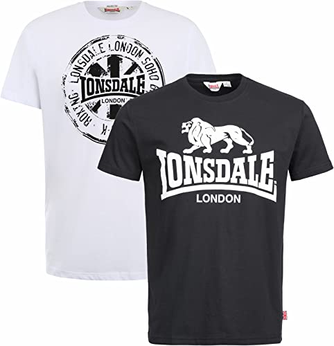 Lonsdale Herren T-Shirt Normale Passform Doppelpack DILDAWN, Black/White L, 113670 von Lonsdale