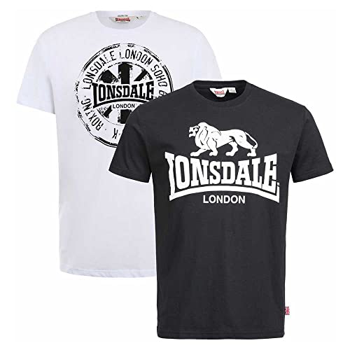 Lonsdale Herren T-Shirt Normale Passform Doppelpack DILDAWN, Black/White M, 113670 Lonsdale Herren T-Shirt Normale Passform Doppelpack DILDAWN, Black/White M, 113670 von Lonsdale