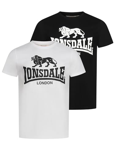 Lonsdale Herren T-Shirt Normale Passform Doppelpack Kelso Black/White M von Lonsdale