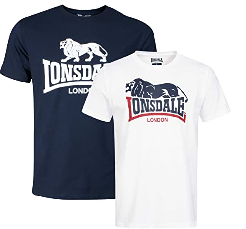 Lonsdale Herren T-Shirt Normale Passform Doppelpack LOSCOE, White/Navy 4XL, 113975 von Lonsdale