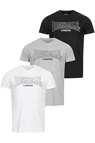 Lonsdale Herren T-Shirt Normale Passform Dreierpack BEANLEY Black/White/Marl Grey 3XL 117435 von Lonsdale