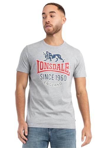 Lonsdale Herren T-Shirt Normale Passform GONFIRTH, Marl Grey/Navy/Red, M, 117525 von Lonsdale