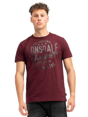 Lonsdale Herren T-Shirt Normale Passform HAREHILLS Oxblood/Black XL von Lonsdale