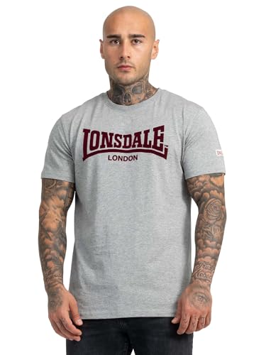 Londale Herren T-Shirt LL008 ONE Tone Normale Passform, Marl Grey/Oxblood, XL von Lonsdale