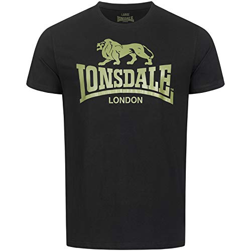 Lonsdale Herren Logo T-Shirt, Black/Olive, XXL von Lonsdale