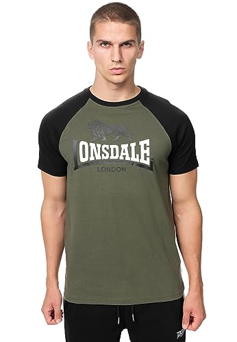 Lonsdale Herren T-Shirt Normale Passform MAGILLIGAN Olive/Black/White L, 117454 von Lonsdale