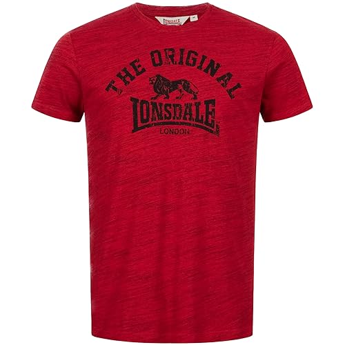 Lonsdale Herren T-Shirt Normale Passform ORIGINAL, Marl Red/Black M, 112048 von Lonsdale