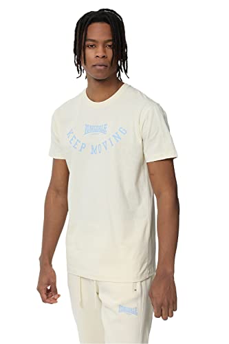 Lonsdale Herren T-Shirt Normale Passform ROSEMARKIE Beige/Blue 3XL 117381 von Lonsdale