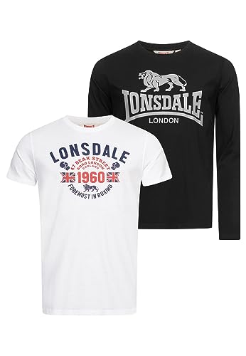 Lonsdale Herren T-Shirt und Langarmshirt Normale Passform Doppelpack FINTONA Black/White L, 117514 von Lonsdale