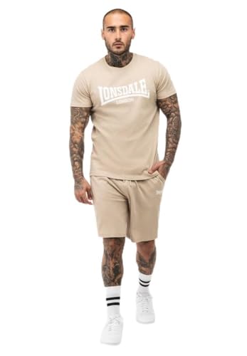 Lonsdale Herren T-Shirt & Shorts Set normale Passform MOY, Beige/White, L, 117193 von Lonsdale