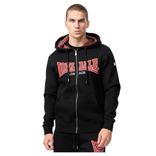 Lonsdale Herren TARANSAY Kapuzenpullover, Black/Red/Grey, Large von Lonsdale